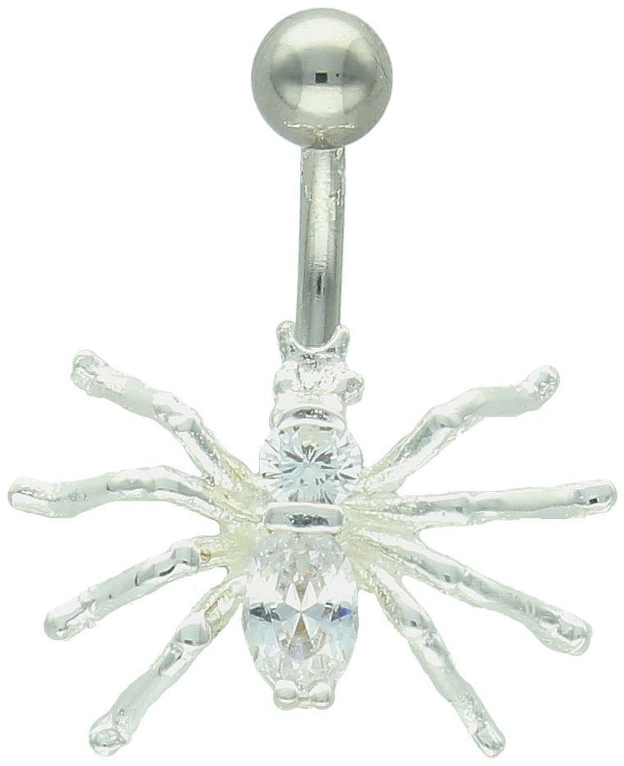 Kolczyk do pępka pająk – srebro 925 z białymi kryształkami.jpg